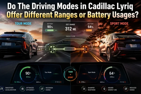 do the driving modes in cadillac lyriq offer different ranges or battery usages?