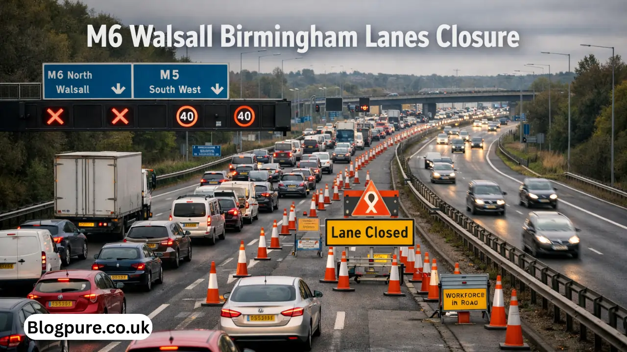 m6 walsall birmingham lanes closure